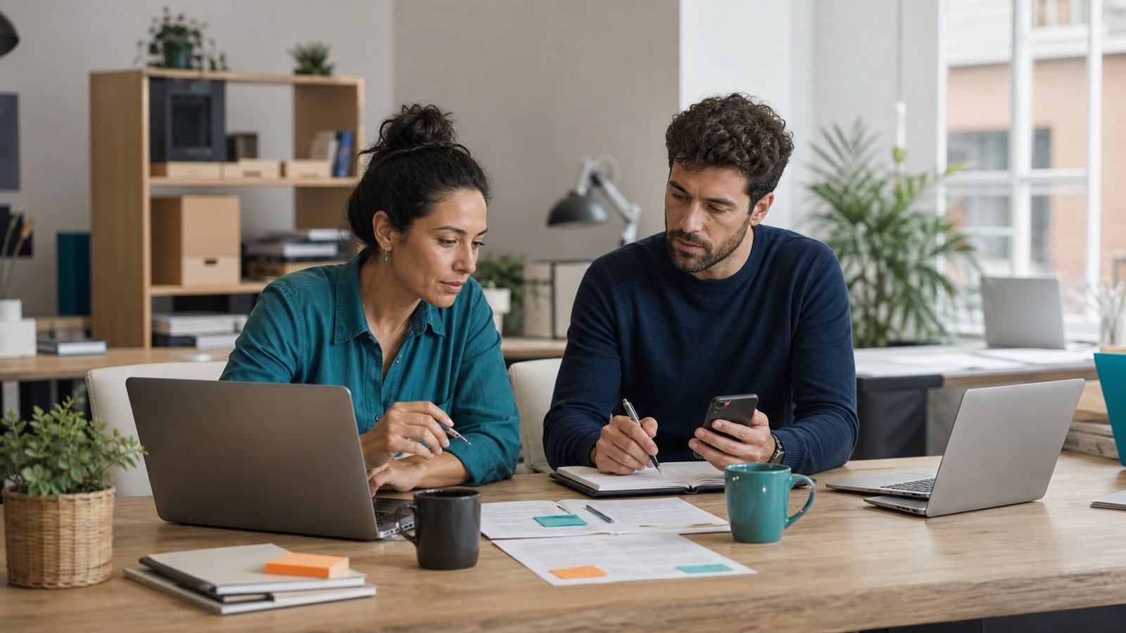 Equipo de una pyme revisando consultas de WhatsApp y derivando las excepciones a una persona.