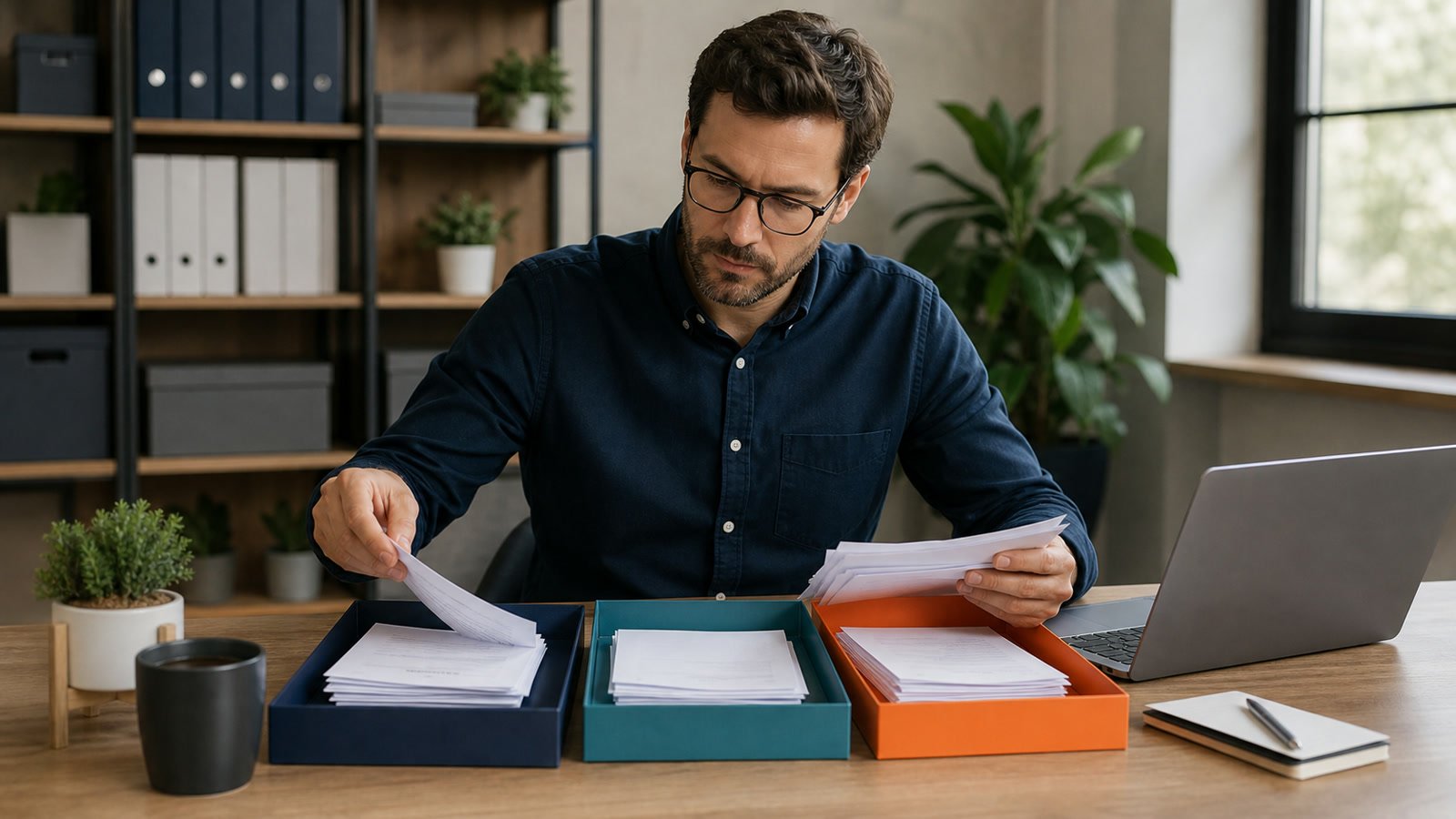 Profesional clasificando tareas repetitivas para decidir cuáles automatizar y cuáles revisar.